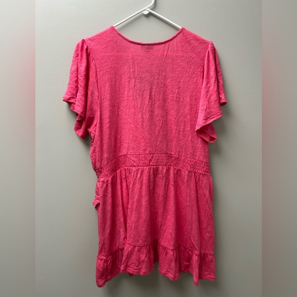 Torrid Women’s Pink Cotton Modal Surplice Faux Wrap Top - Picture 2 of 3